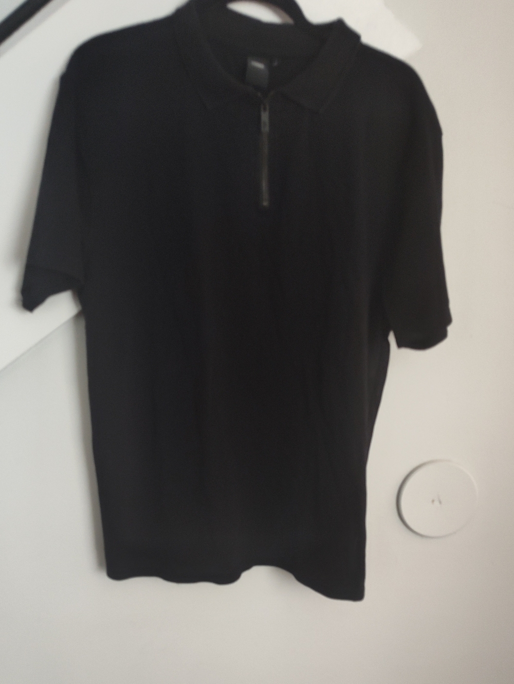 Men's Black Zip Polo Shirt